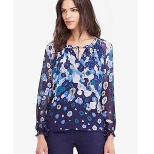 DVF SILK WYNN BLOUSE 8 tie neck sheer layered